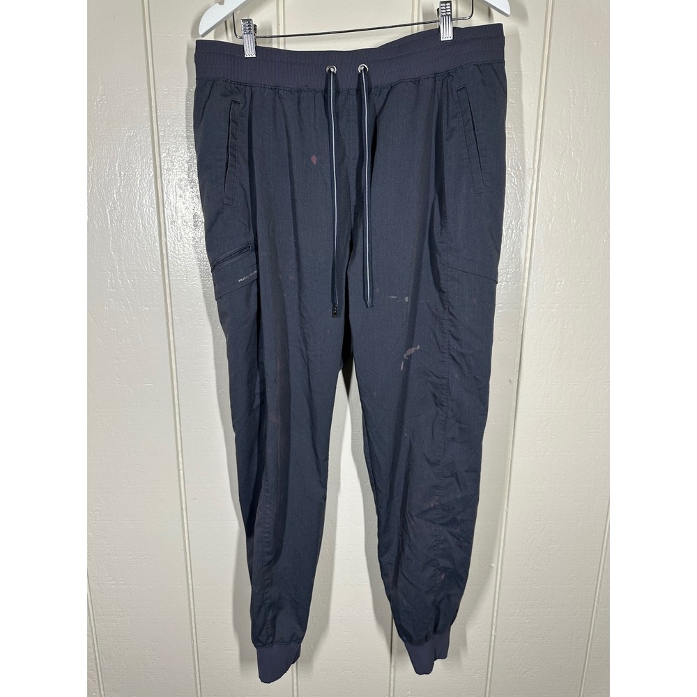 Healing Hands Scrub Joggers Women XLT Navy Blue Purple Yoga Cargo Pants 7538